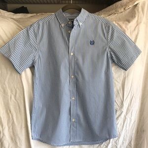 Chaps Boys Short Sleeve Button Down Blue Shirt 12